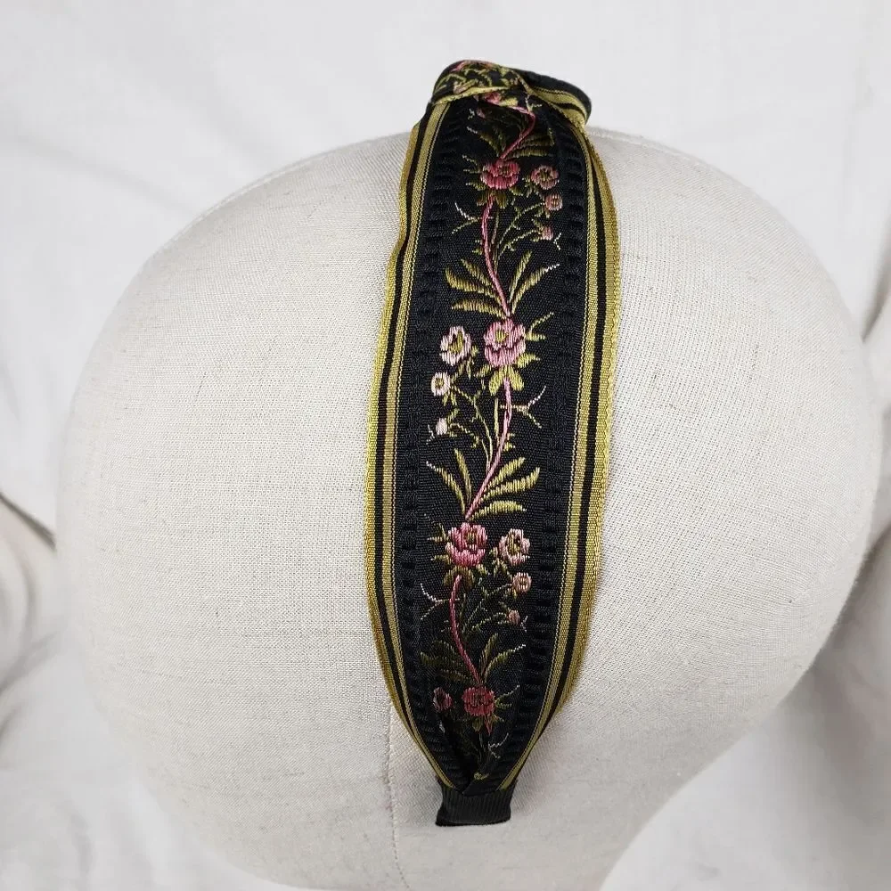 Embroidered Top Knot Headband